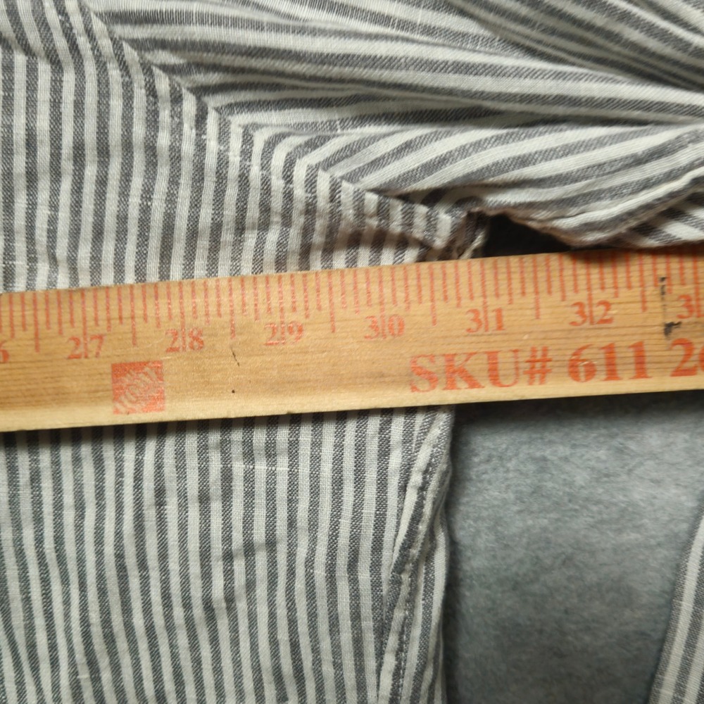 Gap Linen Striped Long Sleeve Button Down Shirt Mens 3XL Grey White Lightweight - Picture 6 of 7